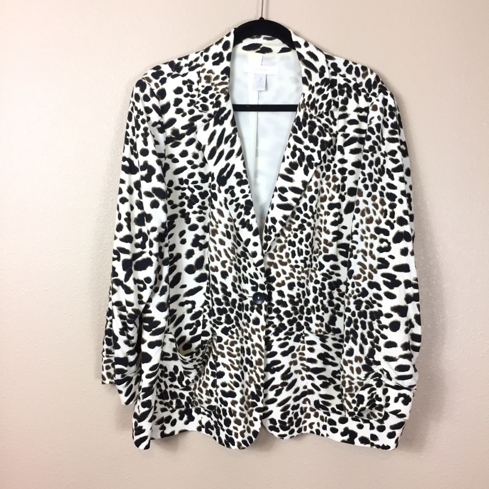 Chico’s Leopard one button blazer jacket